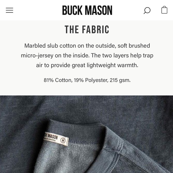 NWT Buck Mason Olive Double Slub Sweatshirt - Picture 5 of 6